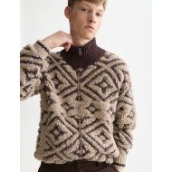 Снимка на SCOTCH&SODA МЪЖКИ ПУЛОВЕР JACQUARD WOOL-BLEND RELAXED FIT ZIP-THROUGH - WALNUT 6