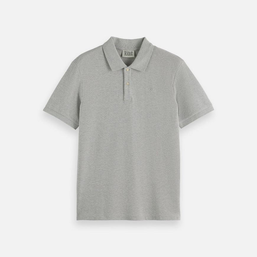 Picture of SCOTCH&SODA MEN'S CORE - LOGO PIQUE POLO GREY MELANGE