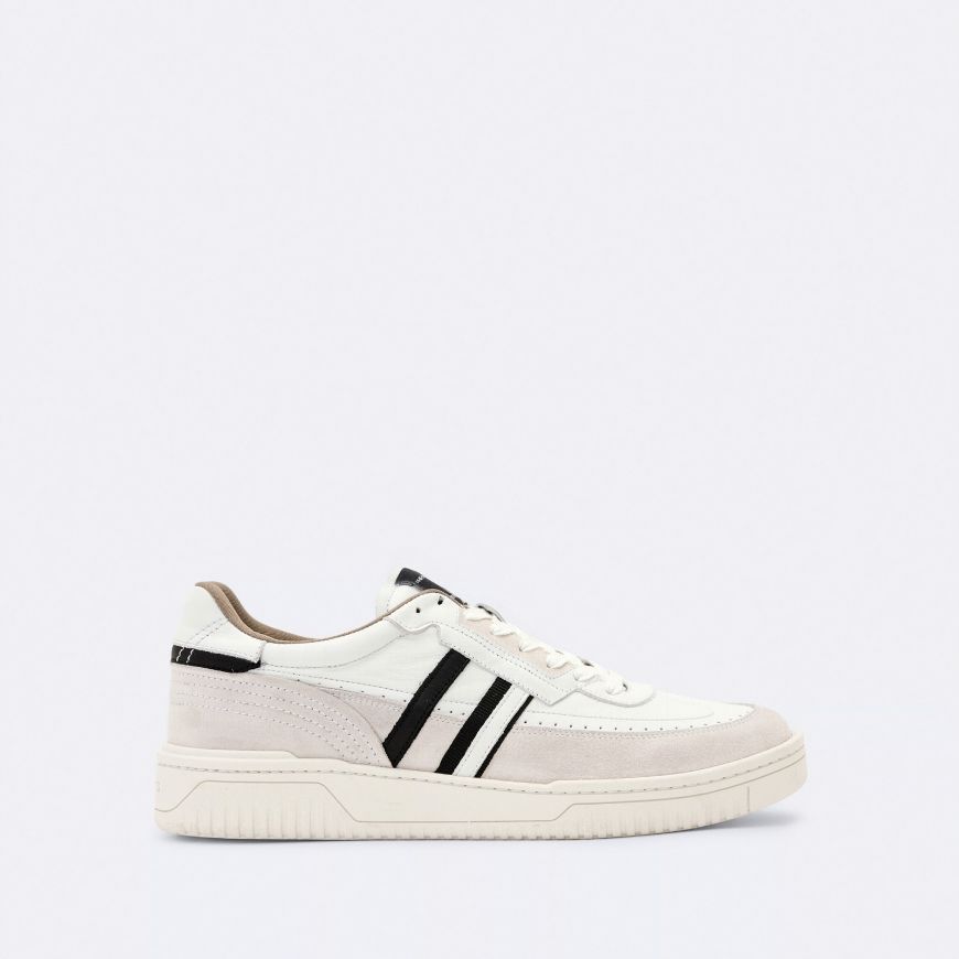 Снимка на ALLSAINTS MEN'S REGAN STRIPE CLASSIC BASKETBALL TRAINERS CHALK WHITE/WHITE