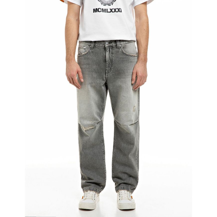 Picture of REPLAY INC. STRAIGHT-FIT COTTON DENIM JEANS MEDIUM GREY