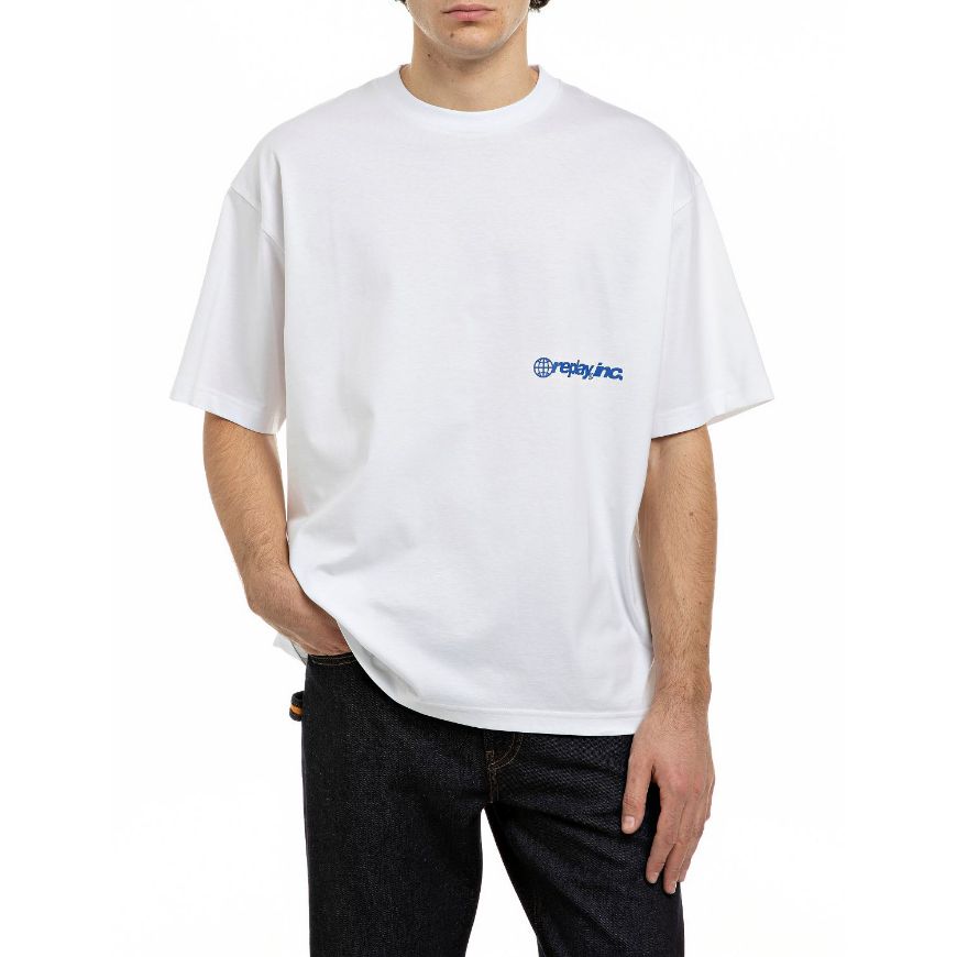Picture of REPLAY INC. COTTON LOGO T-SHIRT OPTICAL WHITE