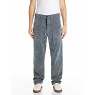 Picture of REPLAY MEN'S BRYEN REGULAR-FIT STRETCH FLOCK DENIM JEANS INDIGO/ECRU STRIPED 1