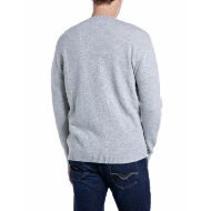 Picture of REPLAY MEN'S CREW-NECK LAMBSWOOL VISCOSE BLEND SWEATER GREY MELANGE 2