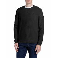 Picture of REPLAY MEN'S CREW-NECK LAMBSWOOL VISCOSE BLEND SWEATER BLACK 1