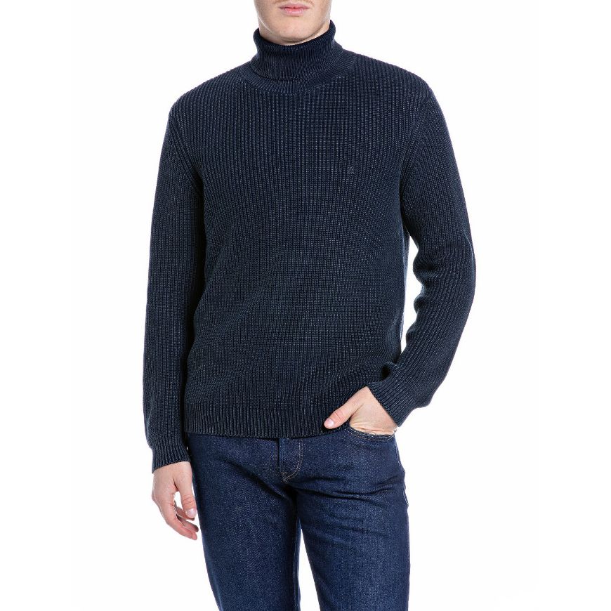 Picture of REPLAY MEN'S COTTON TURTLE-NECK SWEATER TOTAL ECLIPSE