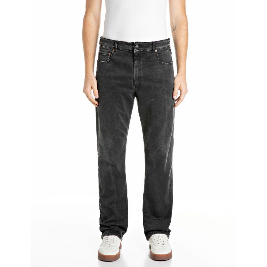 Picture of REPLAY MEN'S CLEY BOOTCUT-FIT BLACK COMFORT DENIM JEANS BLACK DELAVÉ